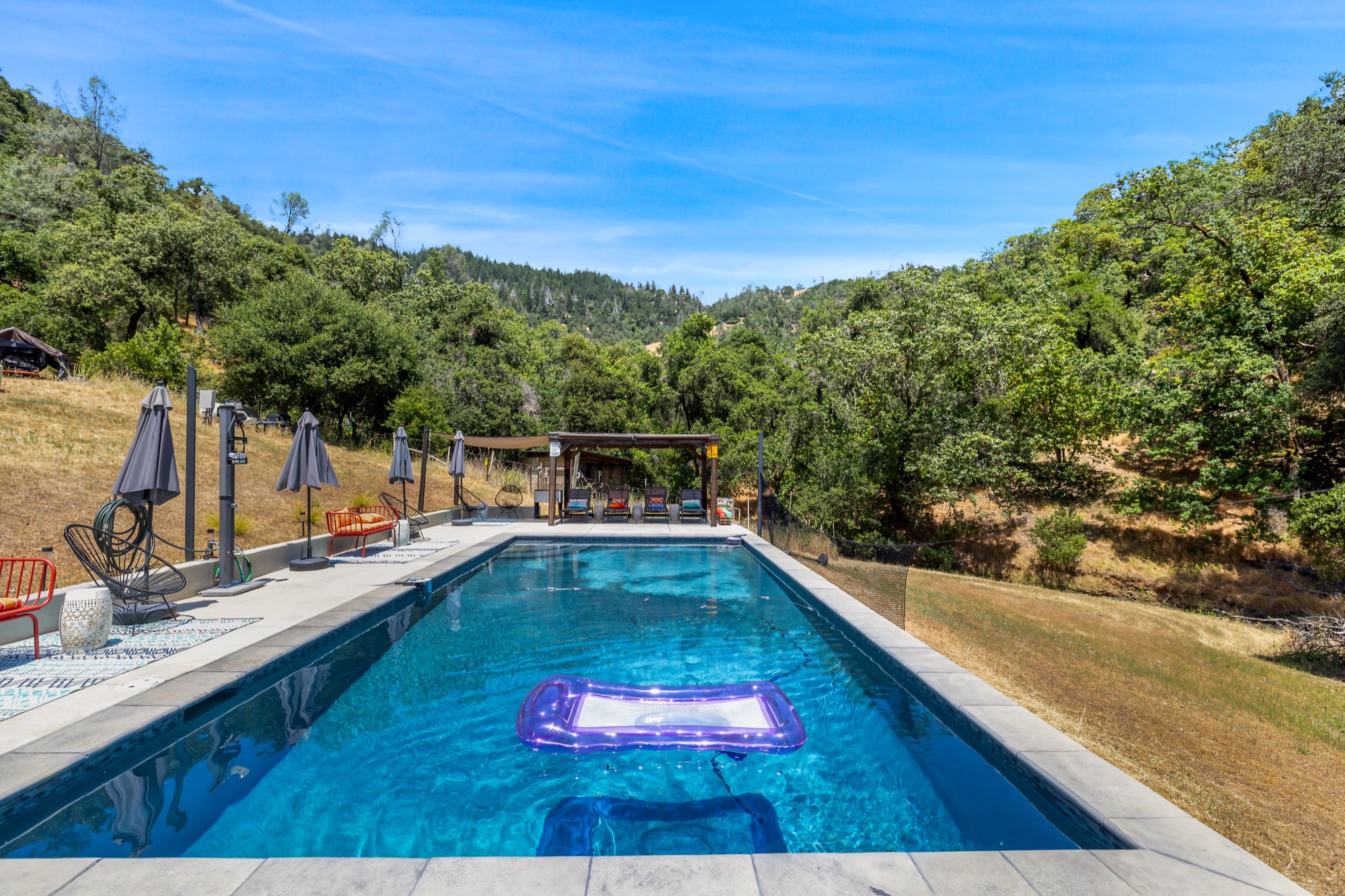 Pool with mountain backdrop