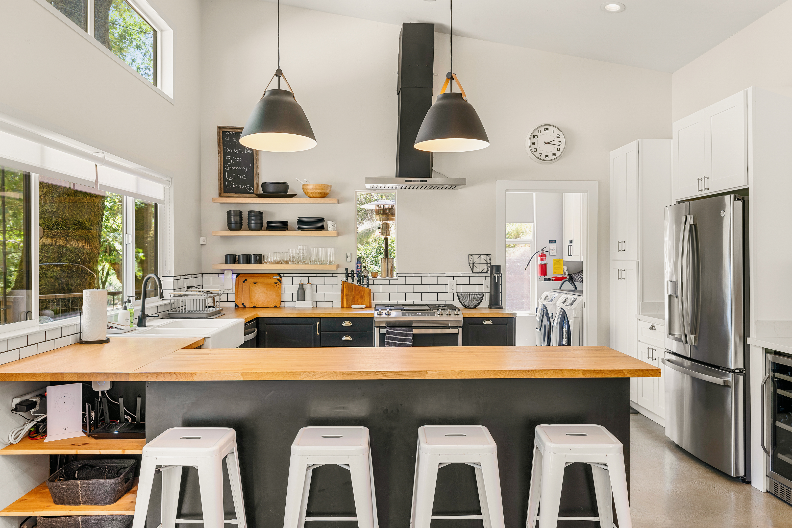 Chef's kitchen with butcher block island